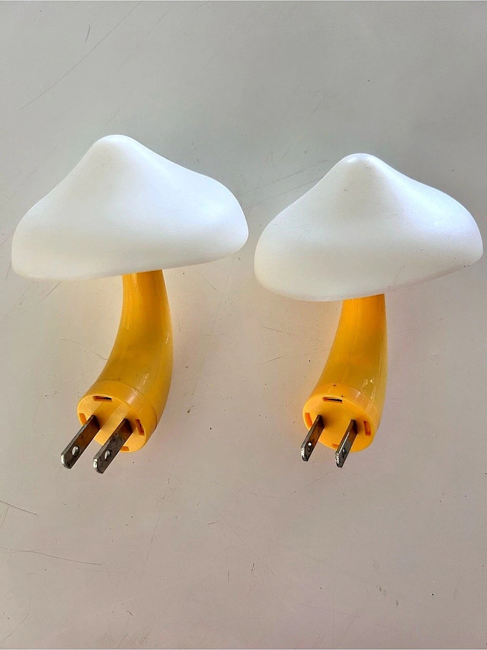 2 pc Plug-In Mushroom Lights in White & Yellow rainbow light